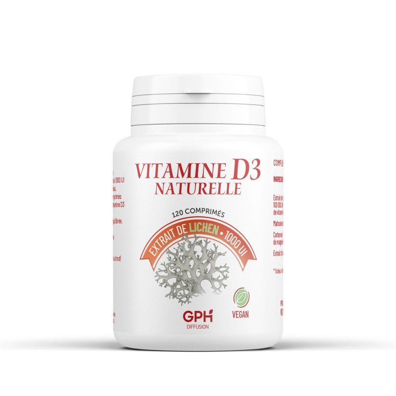 Vitamine D3 Naturelle Extrait de lichen 1000 UI 120 comprimés Gph Diffusion - Benedetti